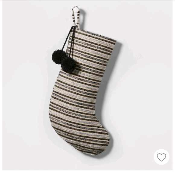Wondershop Other - Woven Christmas Stocking Black Gray Stripe - Wondershop